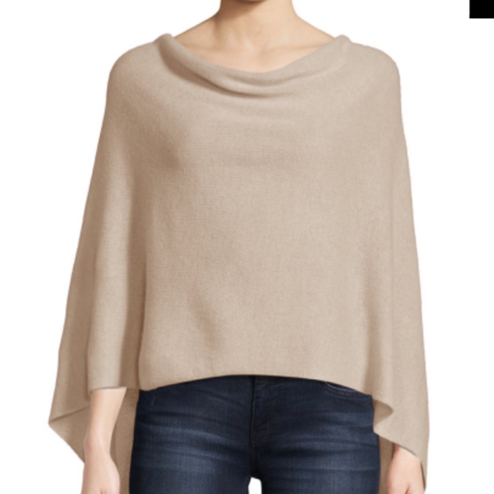 Minnie Rose Cotton Beige Ruana Poncho